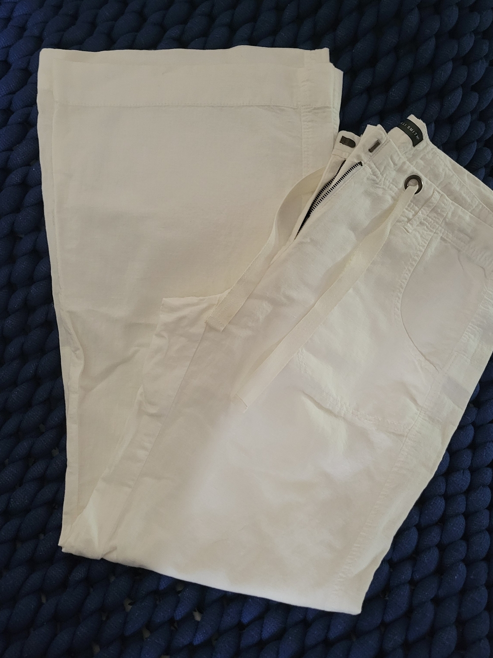 Willi Smith White Drawstring Casual Trousers